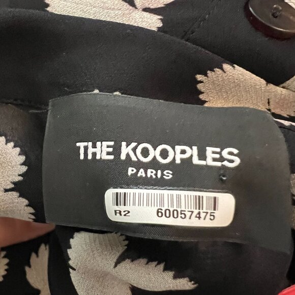 The Kooples Naive Flowers Chiffon Mini Dress Black Belted US Large - Picture 9 of 16